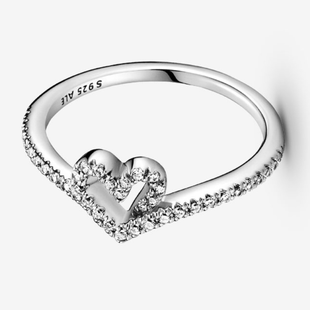 Pandora Princess Wishbone Ring 925 silver clear cubic zirconia. Size 52 or 6